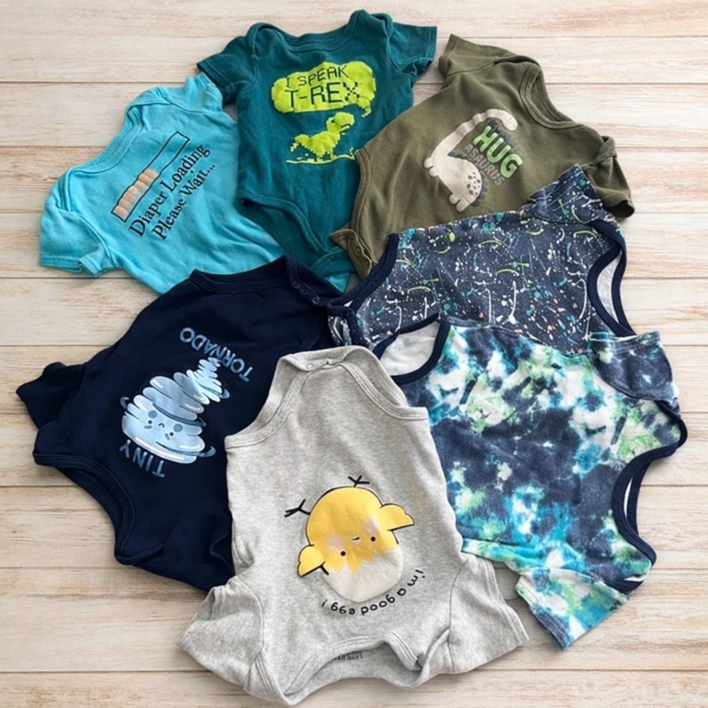 Monkey Bars Baby Boy Bodysuit Bundle 7pc Dino Graphic Lot Size 18M 24M